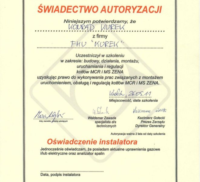 De Dietrich - Certyfikat 2011-2013